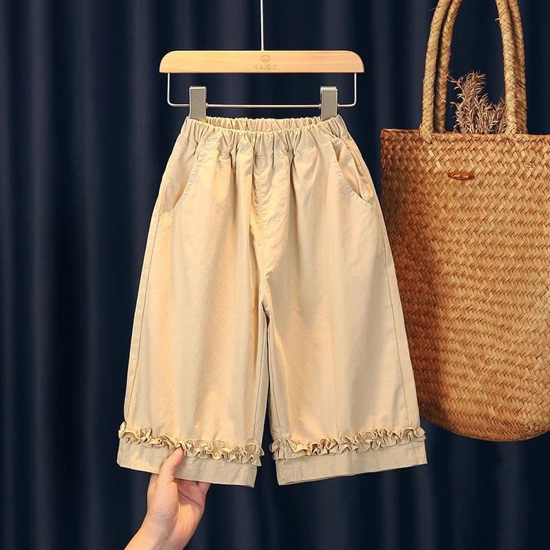 Spring Autumn Girls' Casual Pants Baby Stylish Children's Personalized Trendy Korean Style Internet Celebrity Fashionable Lace Loose Wide-Leg Pants