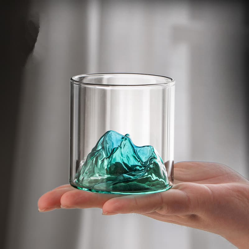 National trend mountain view glass cup retro Japanese water cup coffee Japanese tea cup whiskey cup home heat-resistant