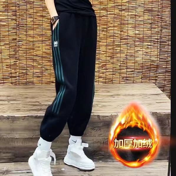 Export surplus autumn and winter cotton loose sport pants, fleece-lined and thickened versatile casual sweatpants for women.