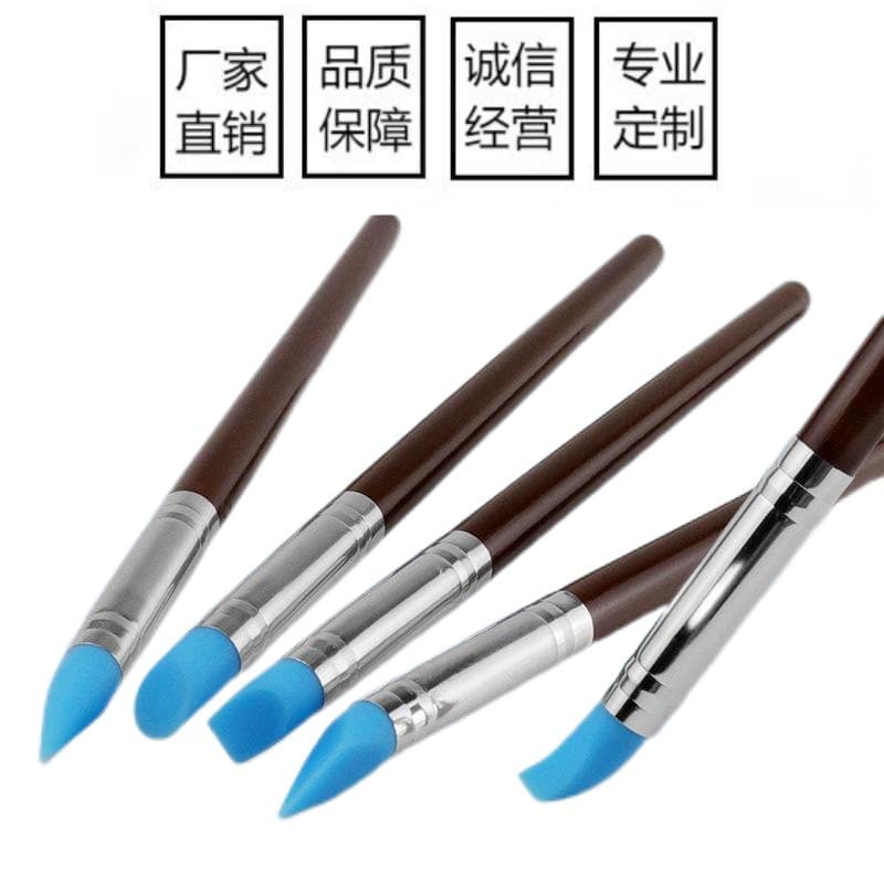 Ceramic tools silicone pen 5-piece set wooden pole soft pottery art indentation modification pen DIY pottery clay sculpture tools