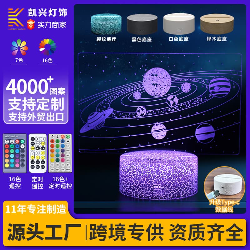 Solar System Globe Galaxy Series 3D Night Light LED Colorful Touch Remote Control Desk Lamp USB Creative Gift