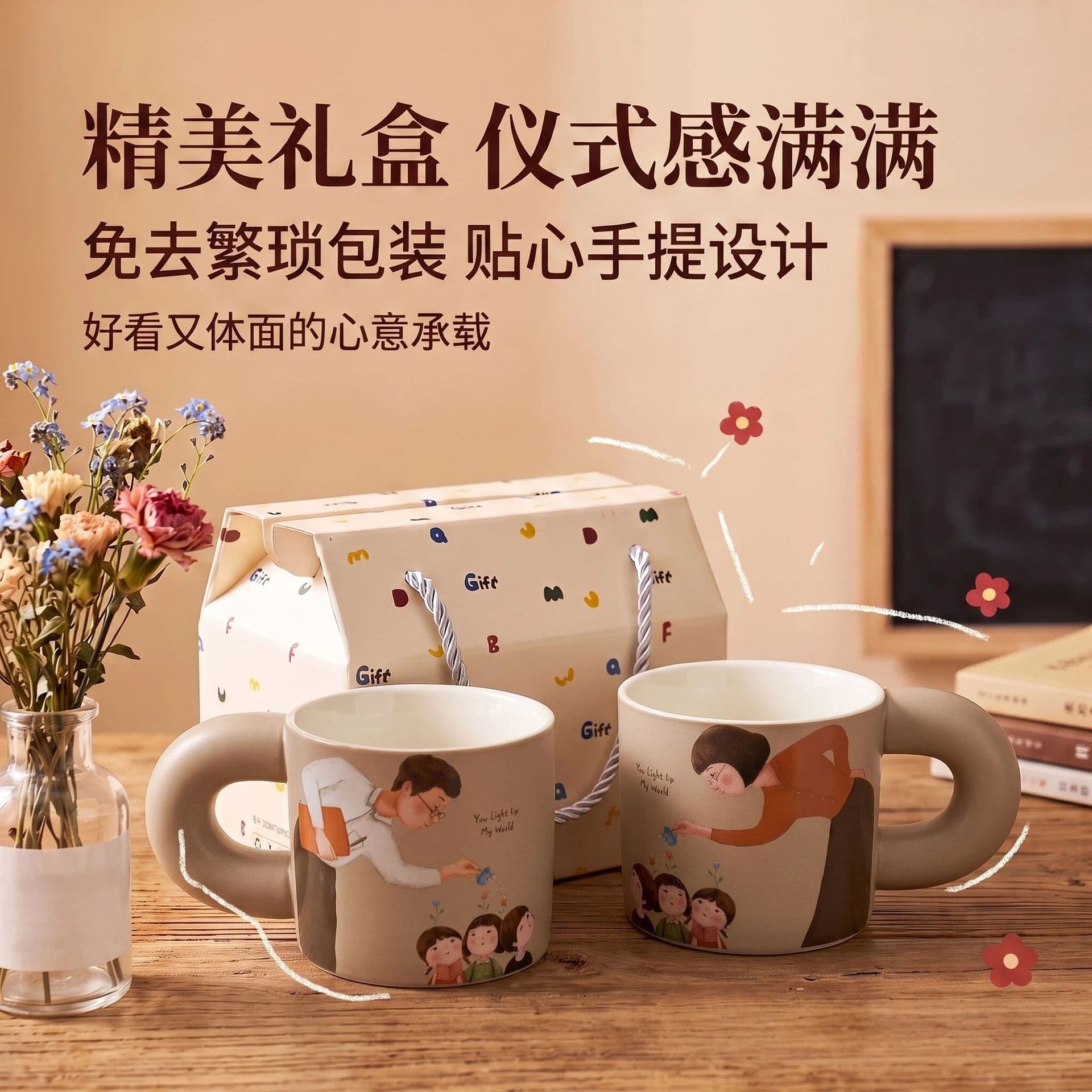 Practical Teacher's Day Gift Ceramic Mug for Teachers, High-Quality Design Gift Box Set, Customizable Gift Mug