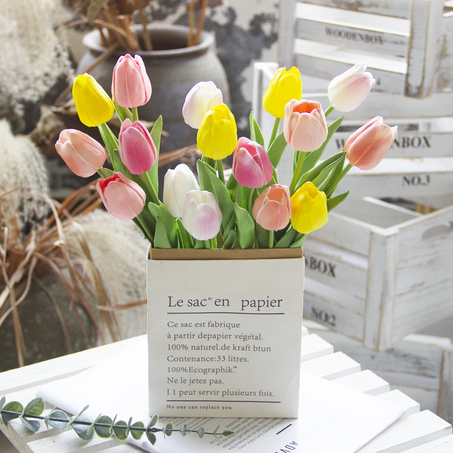 PU Mini Tulip Artificial Flowers Fake Bouquet Cross-border Simulation Flowers Wedding Home Decoration Props Simulation Plants