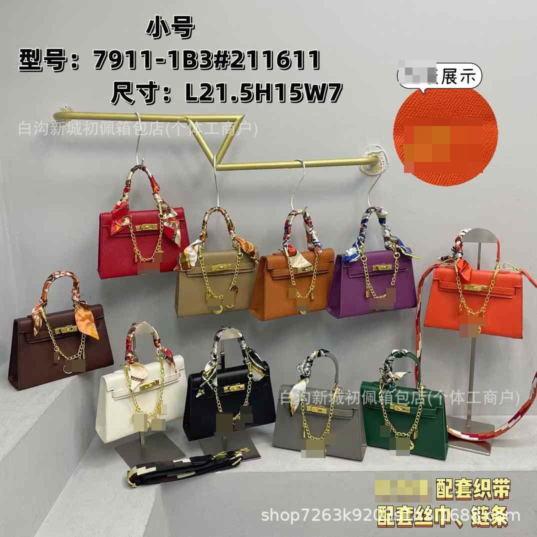 Export Kelly bag, fashion retro women's luxury handbag, versatile commuting with scarf shoulder crossbody bag