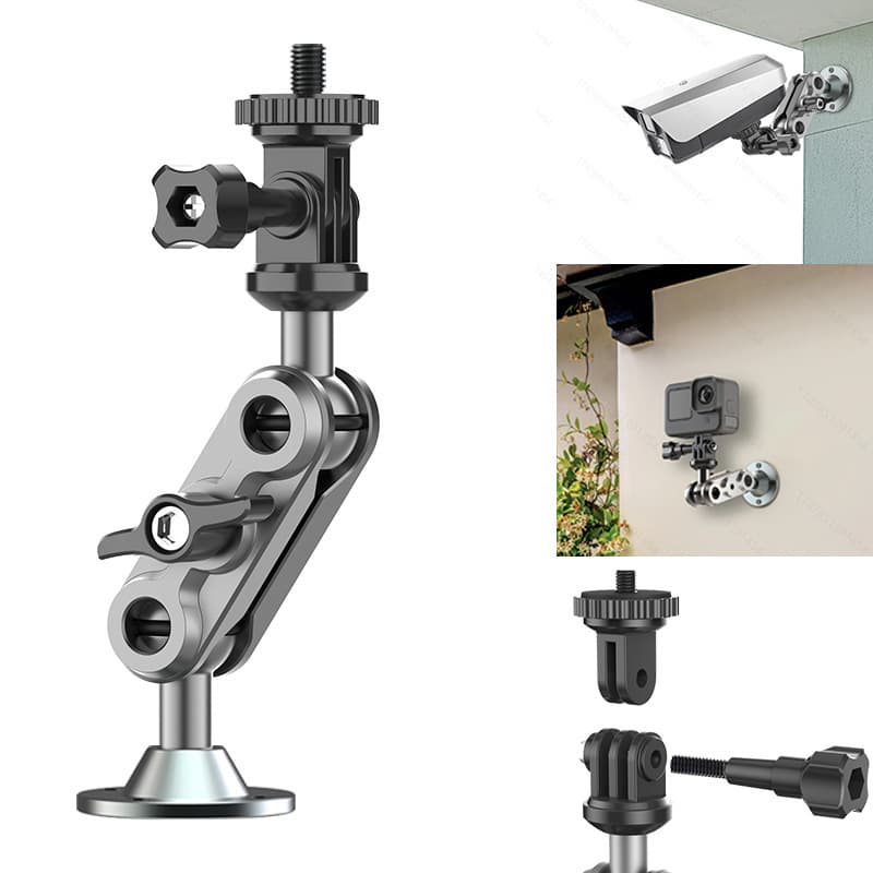 Metal screw mounting bracket for home wall-mounted camera surveillance devices (1/4 inch interface)