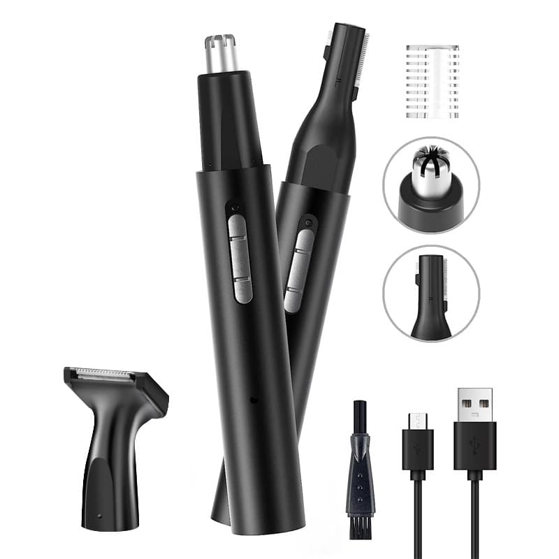 Electric Nasal Hair Trimmer Metal Tube Three-in-one Multifunctional USB Rechargeable Eyebrow Shaper Home Appliance