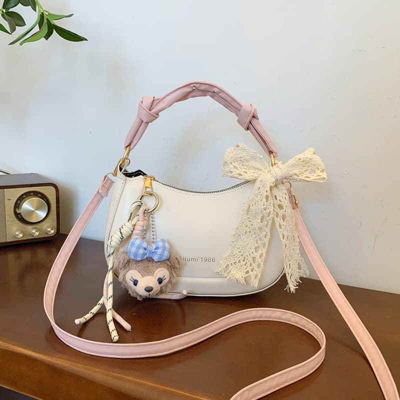 Bags for women 2026 new popular handbags texture light luxury niche portable shoulder crossbody bag white with pink