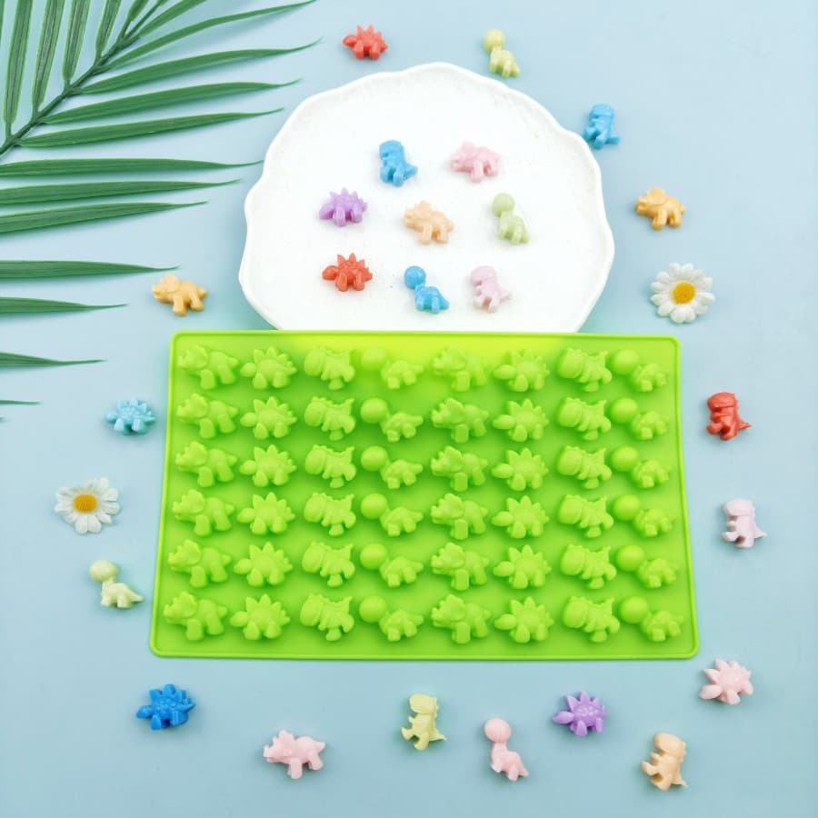 48-Cavity Little Dinosaur Shape Silicone Mold Chocolate Mold Gummy Cake Decoration Baking Mold Wax Seal Pellet Mold