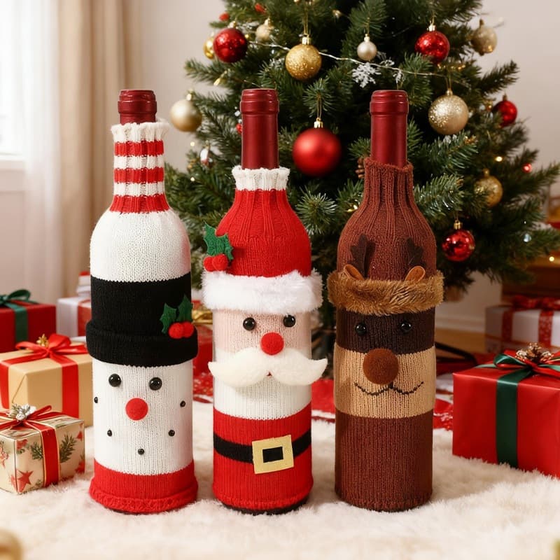 New Christmas Wine Bottle Decoration Holiday Window Desktop Ornament Festive Arrangement Christmas Decoration Atmosphere Old Man