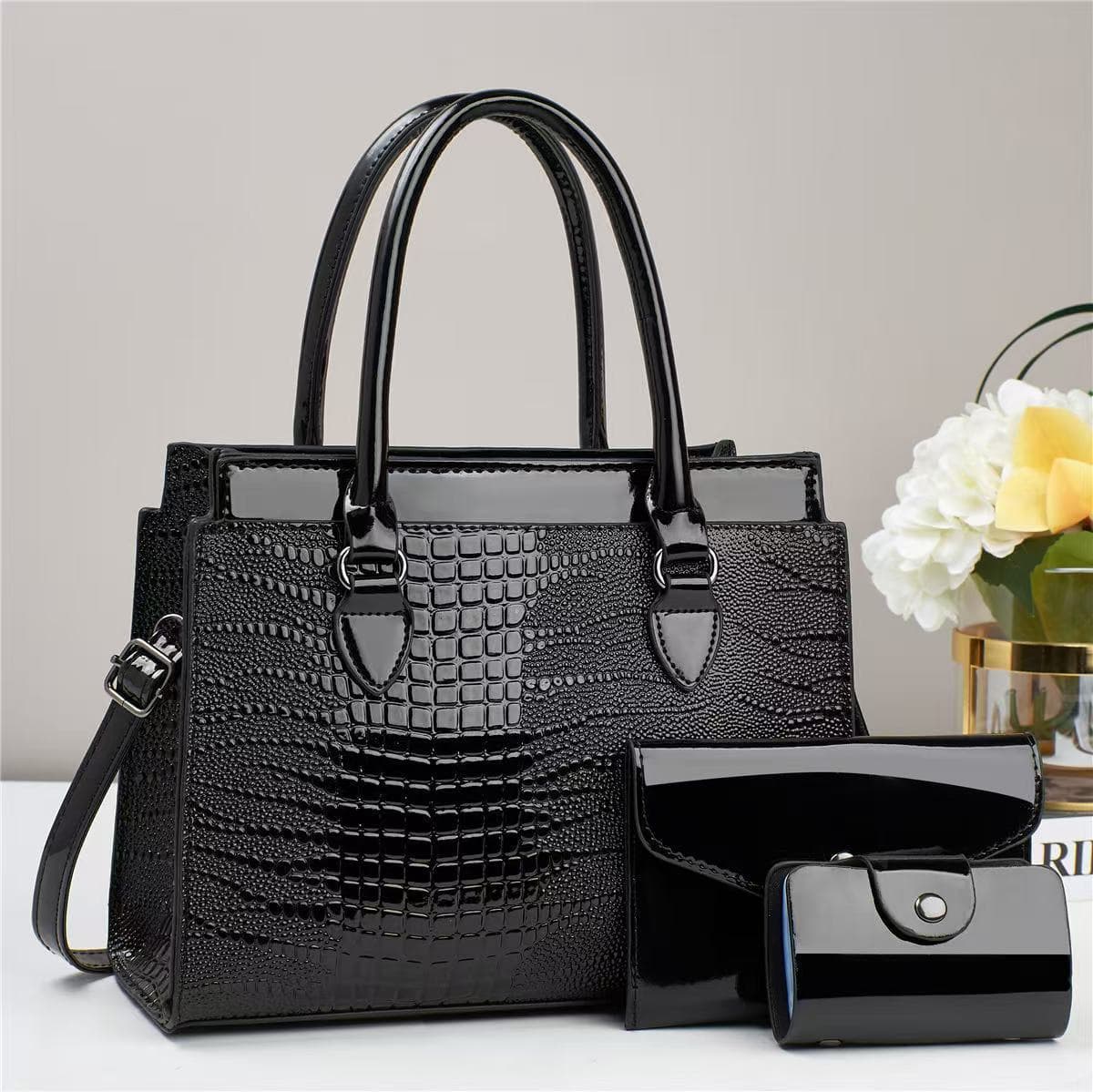 New crocodile pattern letter shoulder bag, one-piece drop shipping, fashionable cross-body bag, cross-border versatile high-end handbag