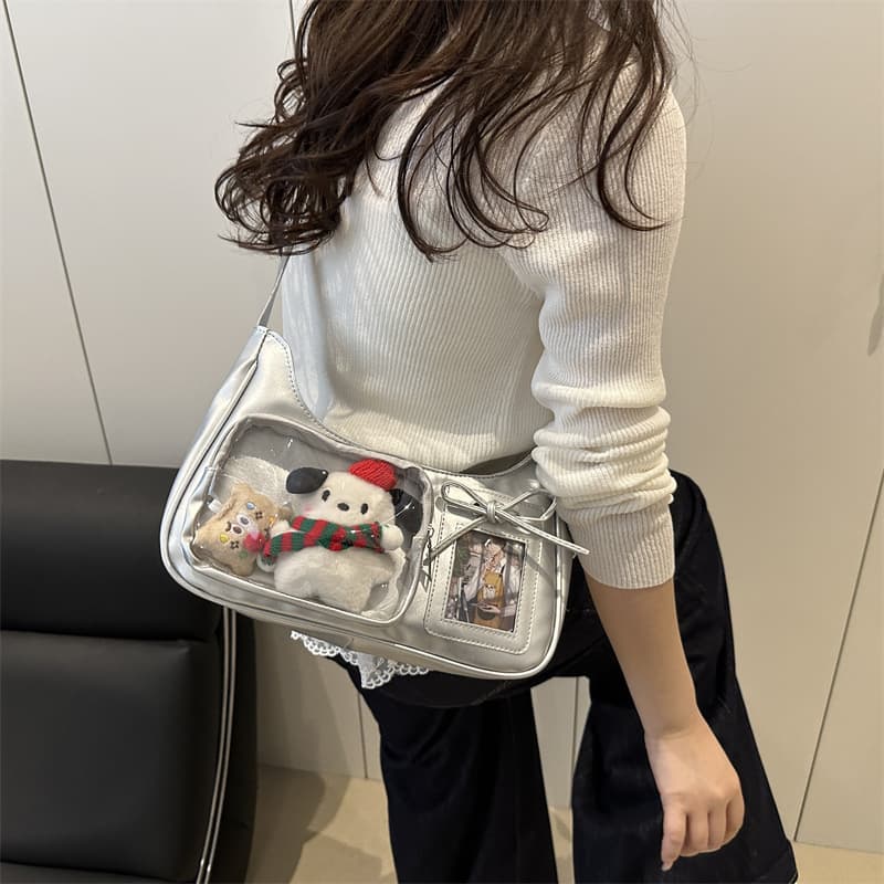 Anime Ita Bag Crossbody for Women, Large Capacity Transparent Badge Bag, Daily Commute Bag for Students