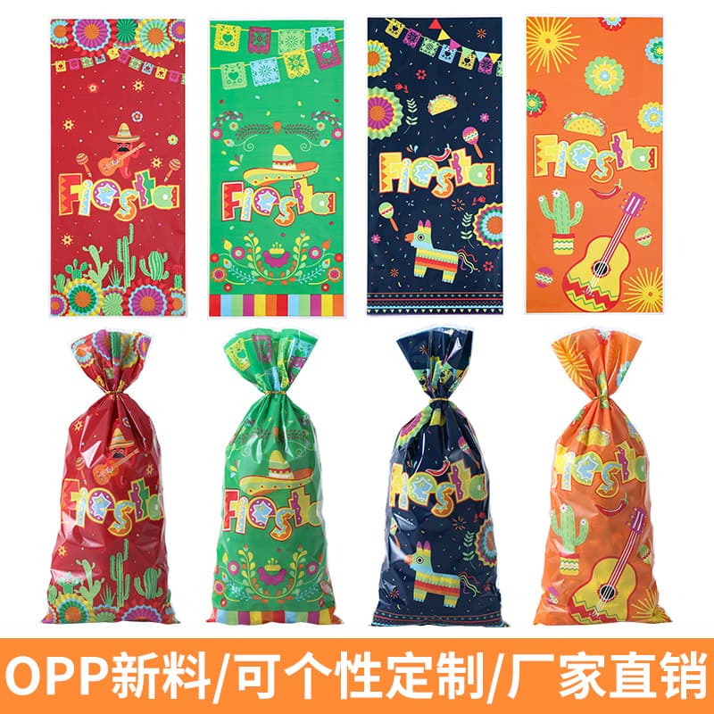 In-stock wholesale OPP flat bags birthday party printed candy bags four-in-one mixed packaging sealing tie wire bags