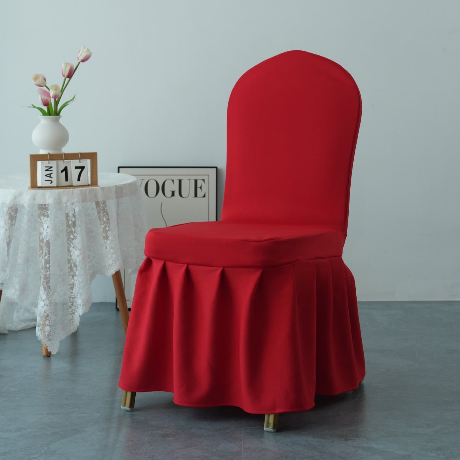 Pleated Chair Cover Universal for Hotels, Weddings, Banquets, Stretch Chair Cover for Meetings, Weddings, Stool Cover Full Wrap