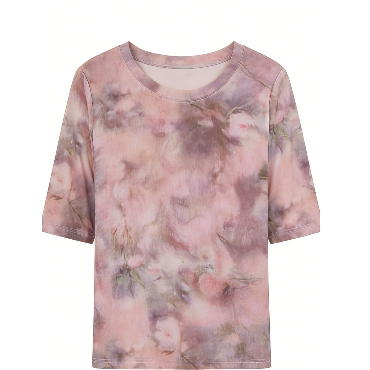 Summer New Premium Slim Fit Versatile Thin Round Neck Tie-Dye T-Shirt Top with Design Sense 7347#