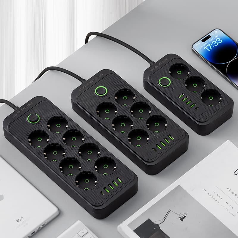 European standard USB power strip, Russian German switch socket, 6-port multi-functional power strip for home, wholesale from manufacturer