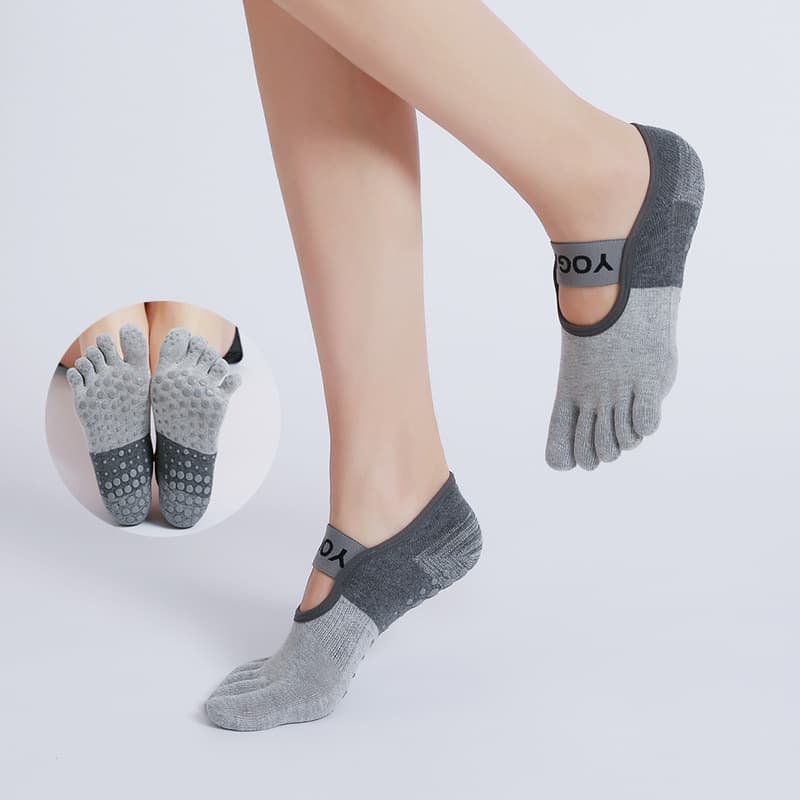 Yoga Socks Non-Slip Socks for Women Five-Toe Color-Block Socks Fitness Pilates Socks Toe Socks Comfortable