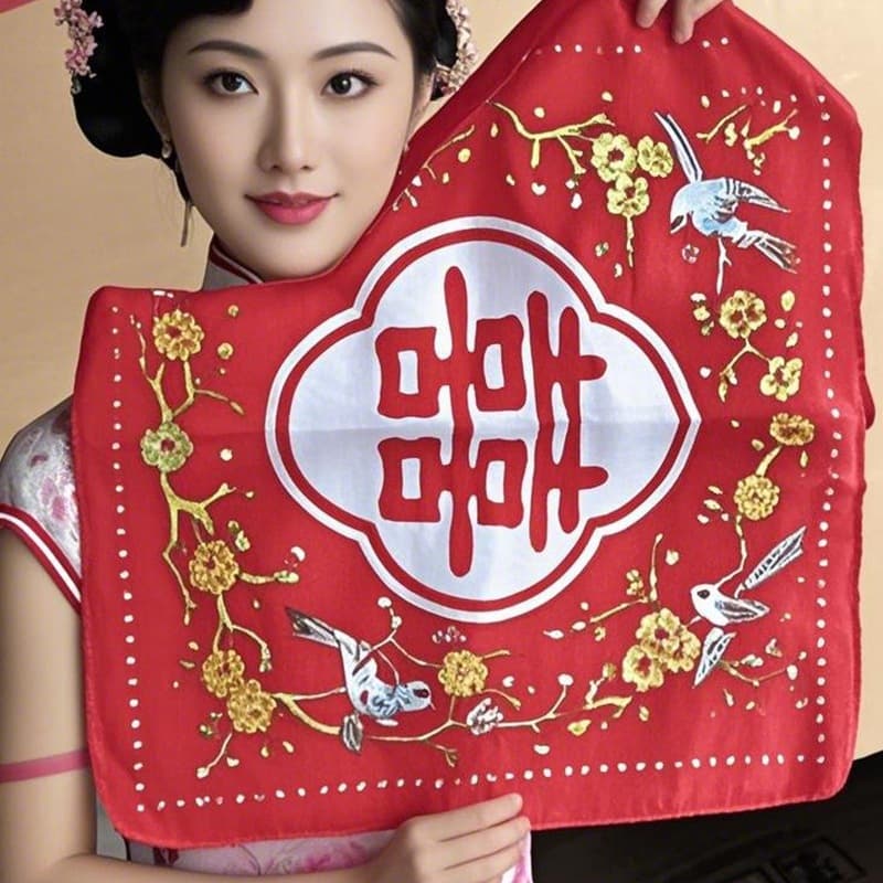 Wedding supplies red handkerchiefs with dragon and phoenix motifs, symbolizing eternal love and harmony, 26CM, festive handkerchiefs for brides, wholesale from the factory.