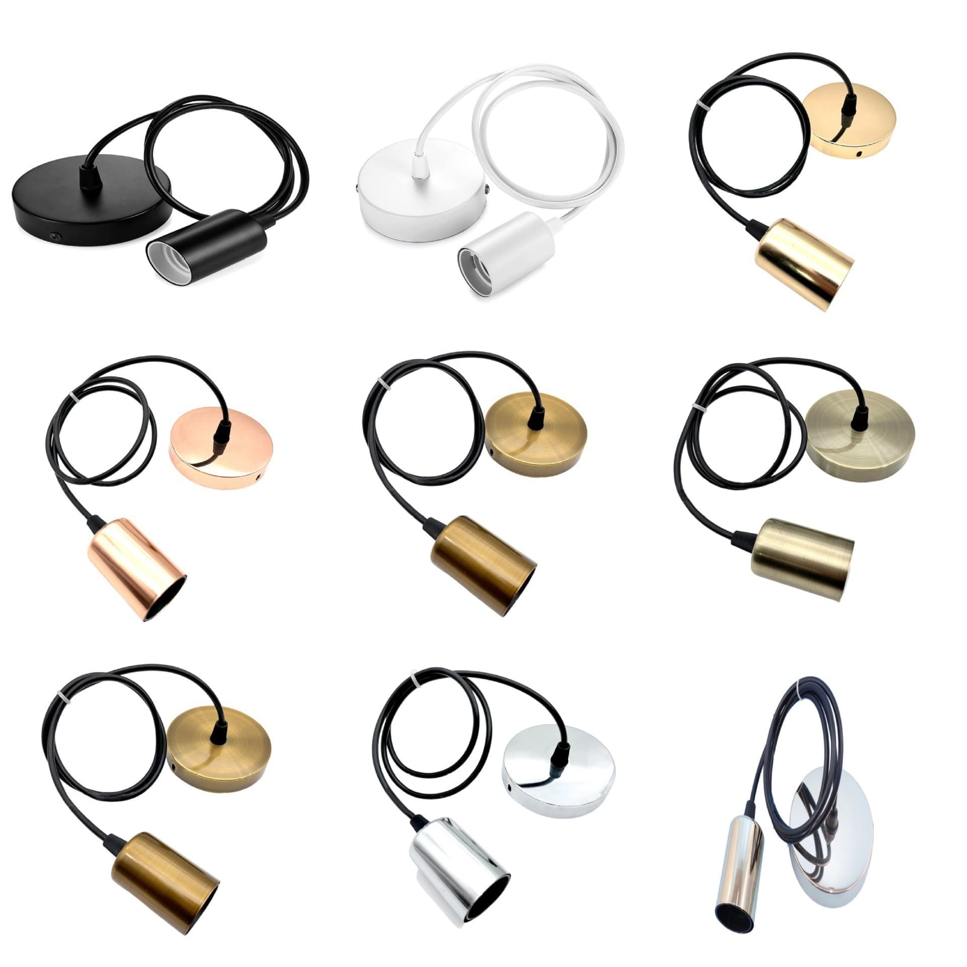 Amazon Hot Selling Pendant Light E27 Iron Lamp Cup Hanging Kit Single Head Small Pendant Light Black Dining Pendant Light Bar Exhibition Hall Light