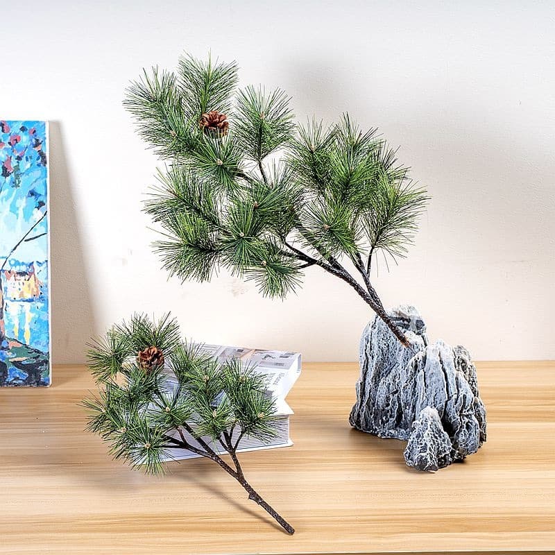 Pine Tree Branch Decorative Landscape Foliage Artificial Pine Branch Pine Cypress Artificial Pine Needle Welcoming Pine Branch with Fruit Christmas Tree
