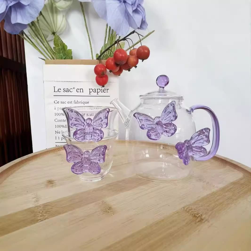 Colorful Butterfly Dragon Egg Pot Electric Ceramic Heating Mini Teapot High Borosilicate Glass Simple High Temperature Resistant Teapot