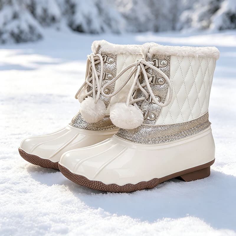 Cross-border new snow boots for women, winter warm duck hunting boots, outdoor mid-calf fashionable waterproof and anti-ski boots