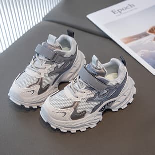 Sports Shoes Boys' Shoes 2026 Spring/Autumn New Style Soft Sole Children's Dad Shoes Girls' Color Block Breathable Running Shoes