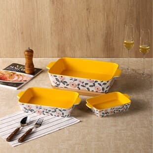 Creative Rectangular Ceramic Baking Dish for Home Use, Oven and Microwave Safe for Cheese Baked Rice and Meals