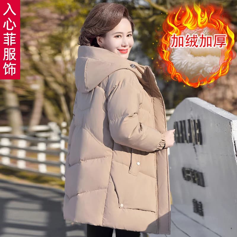 2025 New Style Winter Coat for Middle-aged Mothers: Down-filled Cotton-padded Jacket, Thickened and Fleece-lined.
