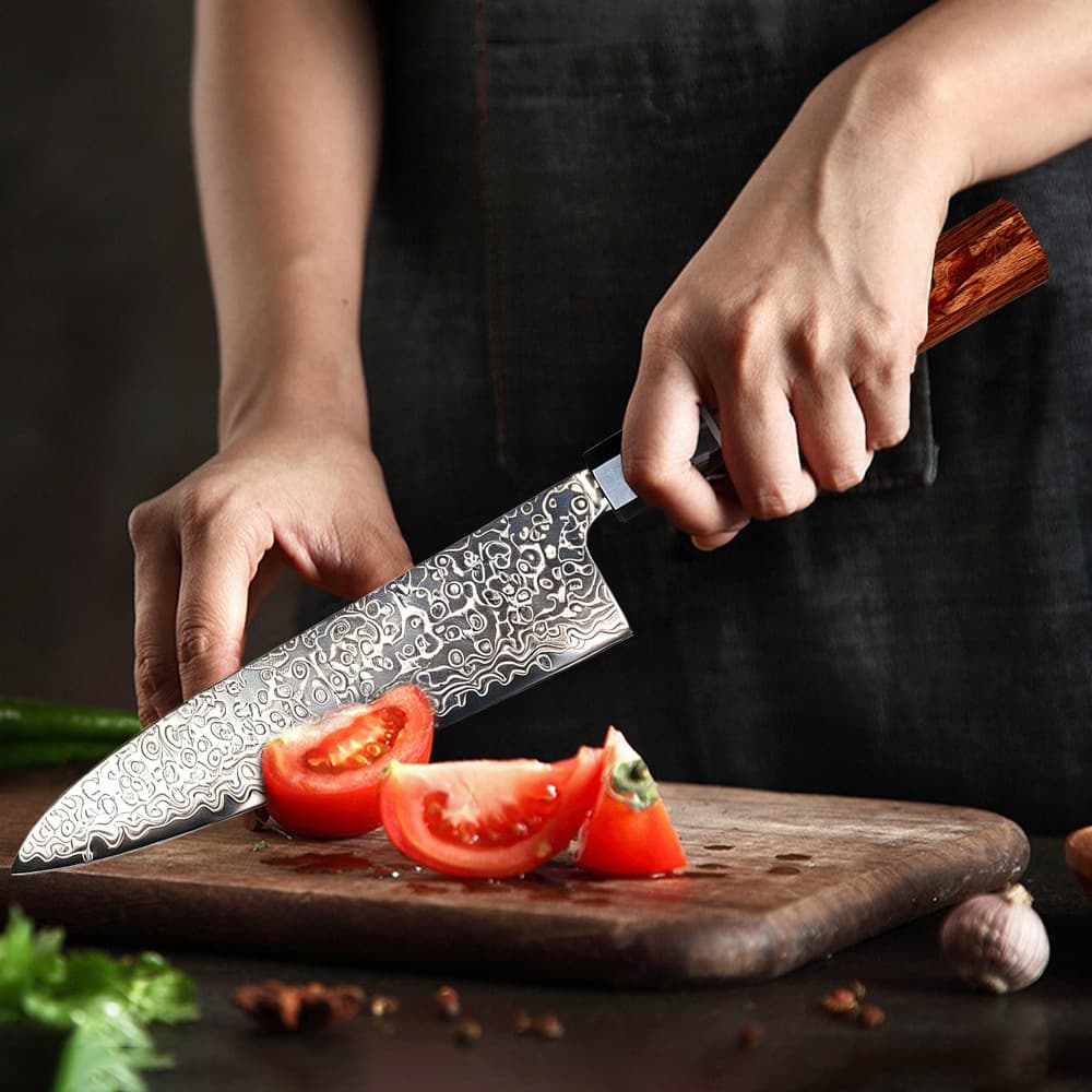 Damascus steel chef's knife cutting beef knife kitchen knife slicing Japanese style VG10 steel stainless kitchen knife cross-border knife