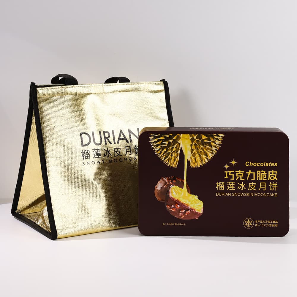 Food grade mooncake tin box, chocolate crispy durian snow skin mooncake gift box, Mid-Autumn long mooncake tin box