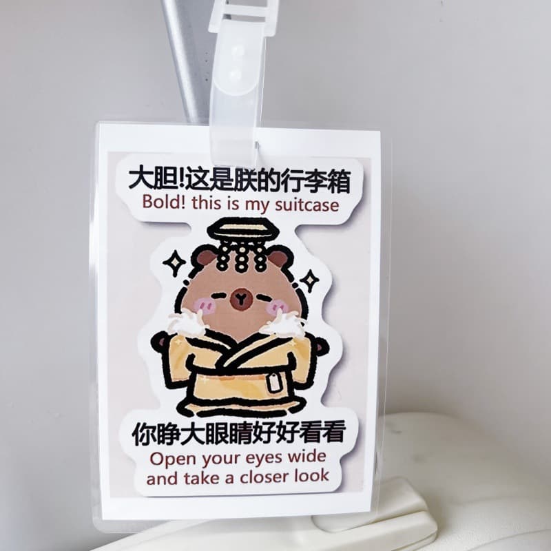 Capybara Luggage Cartoon Anti-Loss Funny Student Backpack School Bag Humorous Emoji Pendant ID Tag
