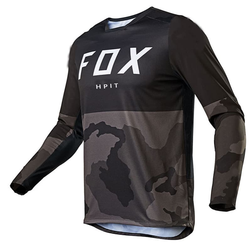 Fox Mountain Bike Off-Road Racing Suit Long Sleeve T-Shirt Polyester Fiber round Neck Sporty Style for Youth Cycling Apparel