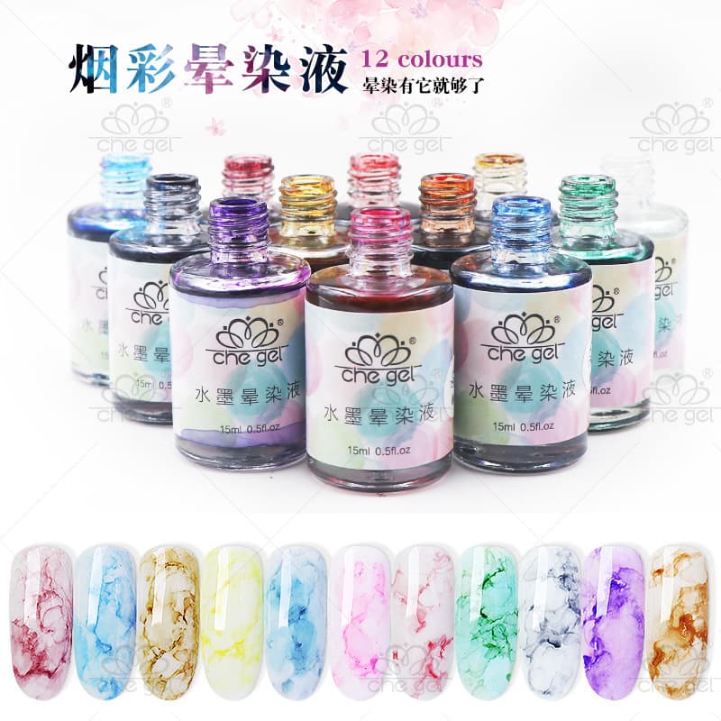 Cross-border export che gel water ink marbling nail art bubble marble gradient Japanese-style water marbling liquid