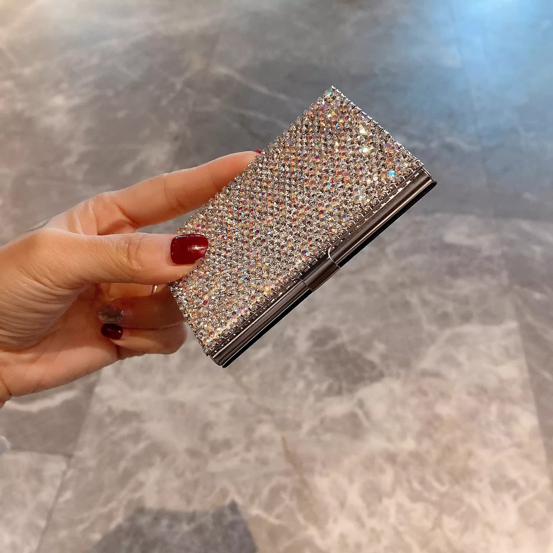Luxury Metal Business Card Holder Diamond Embedded Credit Card Clip Overseas Patch Single Large Quantity Elegant Stationery