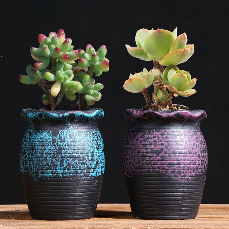 Dreamy Old Stump Succulent Flower Pot for Home Balcony, Red Clay Large-Caliber Pot, Creative Coarse Pottery Ceramic Pot