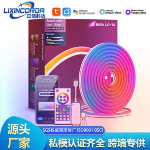 Tuya WiFi Bluetooth 3m Dreamcolor Music Neon Strip Light, Music Light Bar, DIY Shapes, 16 Million Colors