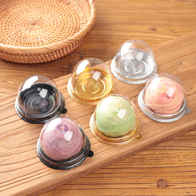 Egg Yolk Pastry Packaging Box Single Mooncake Box Snow Pastry Mooncake Tray Blister Round Mid-Autumn Box Gift Box