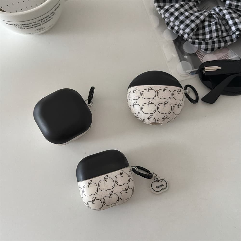 Matte Lines Apple Cartoon Earphone Case Compatible with Huawei Buds6I/7I Niche Protective Case Samsung Buds4P