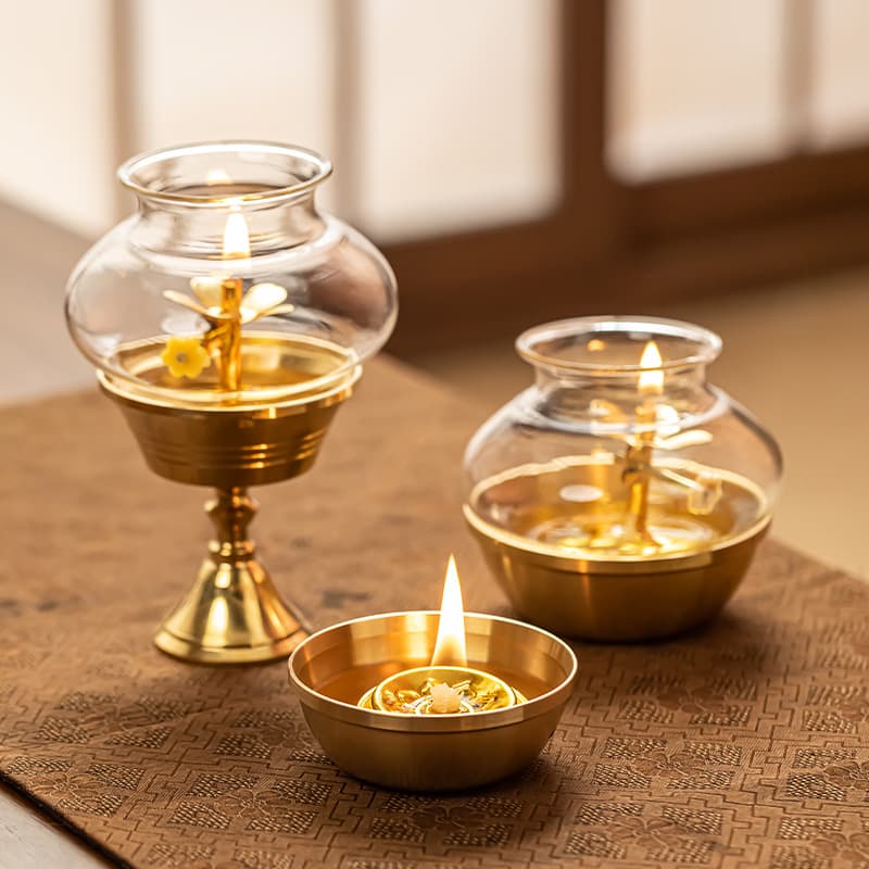 Windproof Copper Bowl Oil Lamp Butter Lamp Incense Oil Lamp Brass Buddha Lamp Household Everlasting Lamp Retro Small Lamp