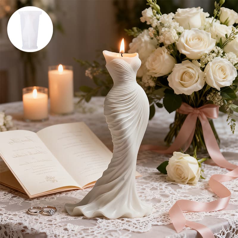 Wenxin Plain Dress Aromatherapy Candle Silicone Mold DIY Wedding Candle Creative Decoration 3D Solid Mold