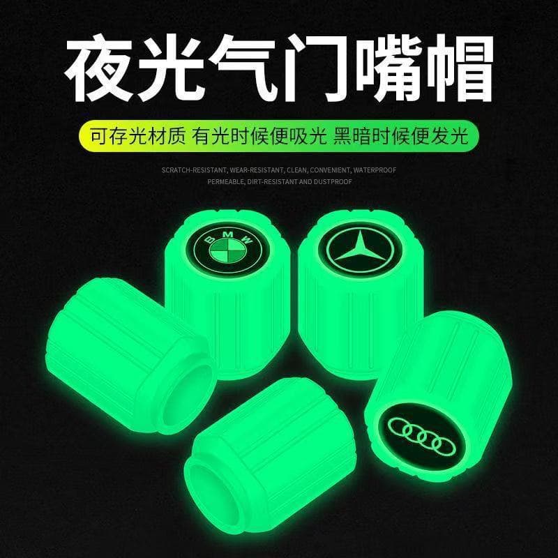 Glow-in-the-Dark Valve Stem Caps for Car, Motorcycle, Electric Scooter, Tire Universal Luminous Air Valve Caps, Auto Valve Core Caps