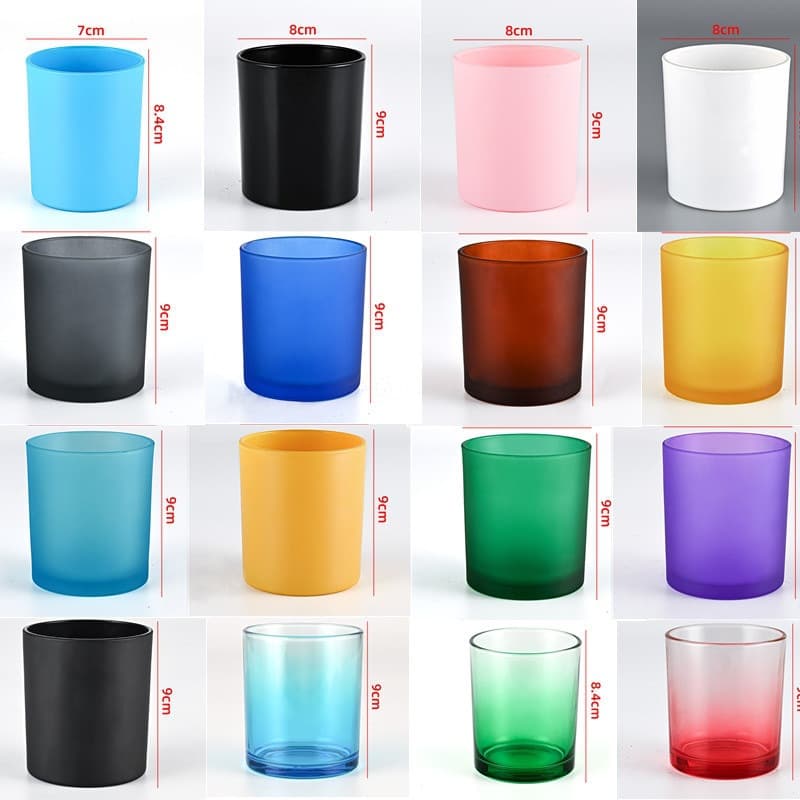 Colored Aromatherapy Candle Cup Frosted Glass Candle Holder 7080 Diameter Candle Container with Lid Option