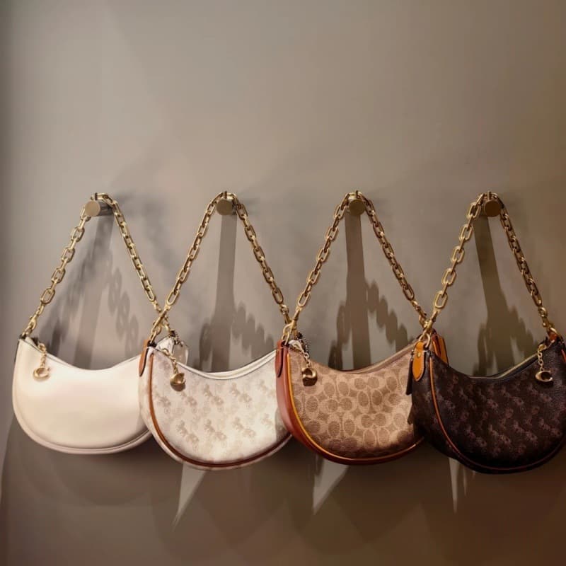 Koujia High-Quality Mira Classic Carriage Print Shoulder Chain Crescent Half-Moon Bag Underarm Crossbody Pea Women's Bag