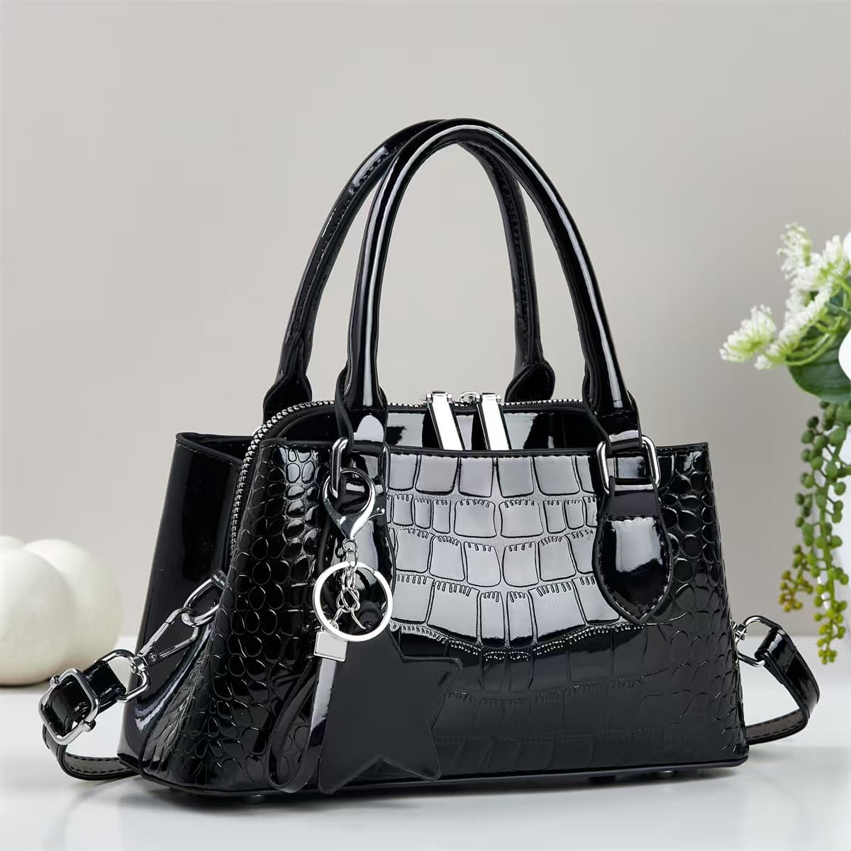 Stylish Crocodile Pattern Handbag Casual Daily Crossbody Bag Simple Fashion Shoulder Bag Handbag