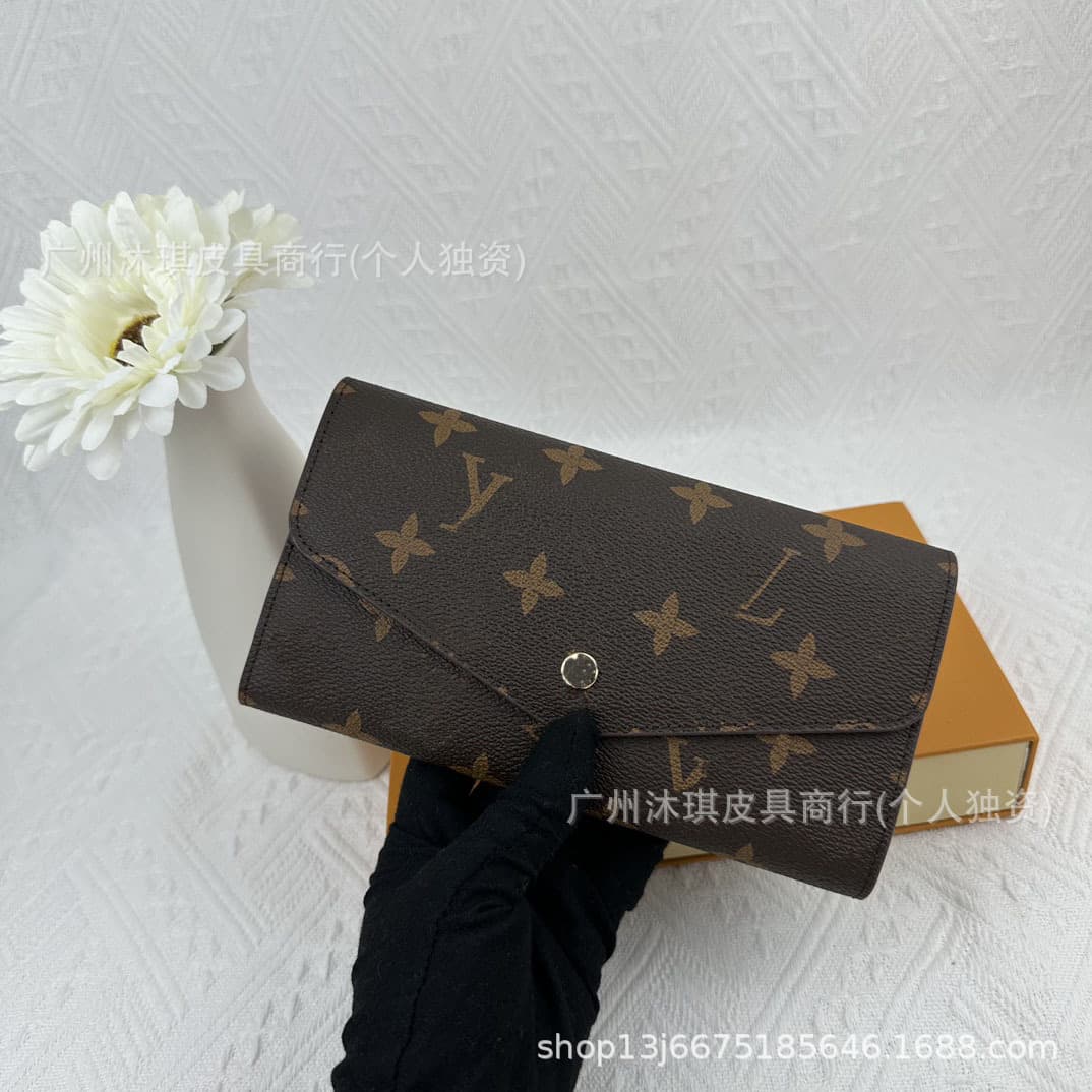 Hot-selling classic fashion wallet, long bifold genuine leather large clutch bean wallet