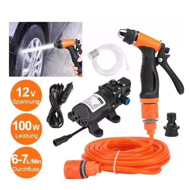 Electric Portable Car Wash Pump 12V High Pressure Car Washer Gun Home Car Washing Machine Rinse Car Washer Cross-Border