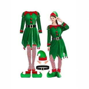 Christmas Costume Girls Green Elf Princess Dress Performance Suit Baby Cos Christmas Elf