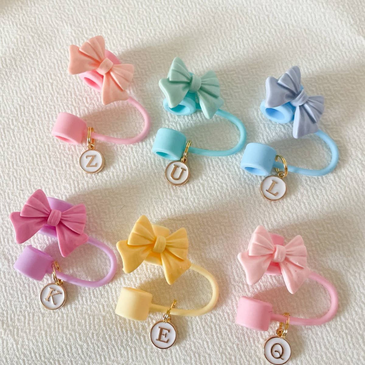 Colorful Bow Straw Topper for Stanley Cup Decoration Accessories Candy Color Straw Cap Dust-Proof Straw Cover Cross-Border