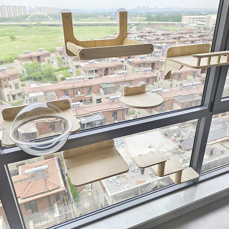 Cat climbing frame, no-drill suction cup wall-mounted sky glass window sill hanging cat wall, cat bed, hammock, jumping platform