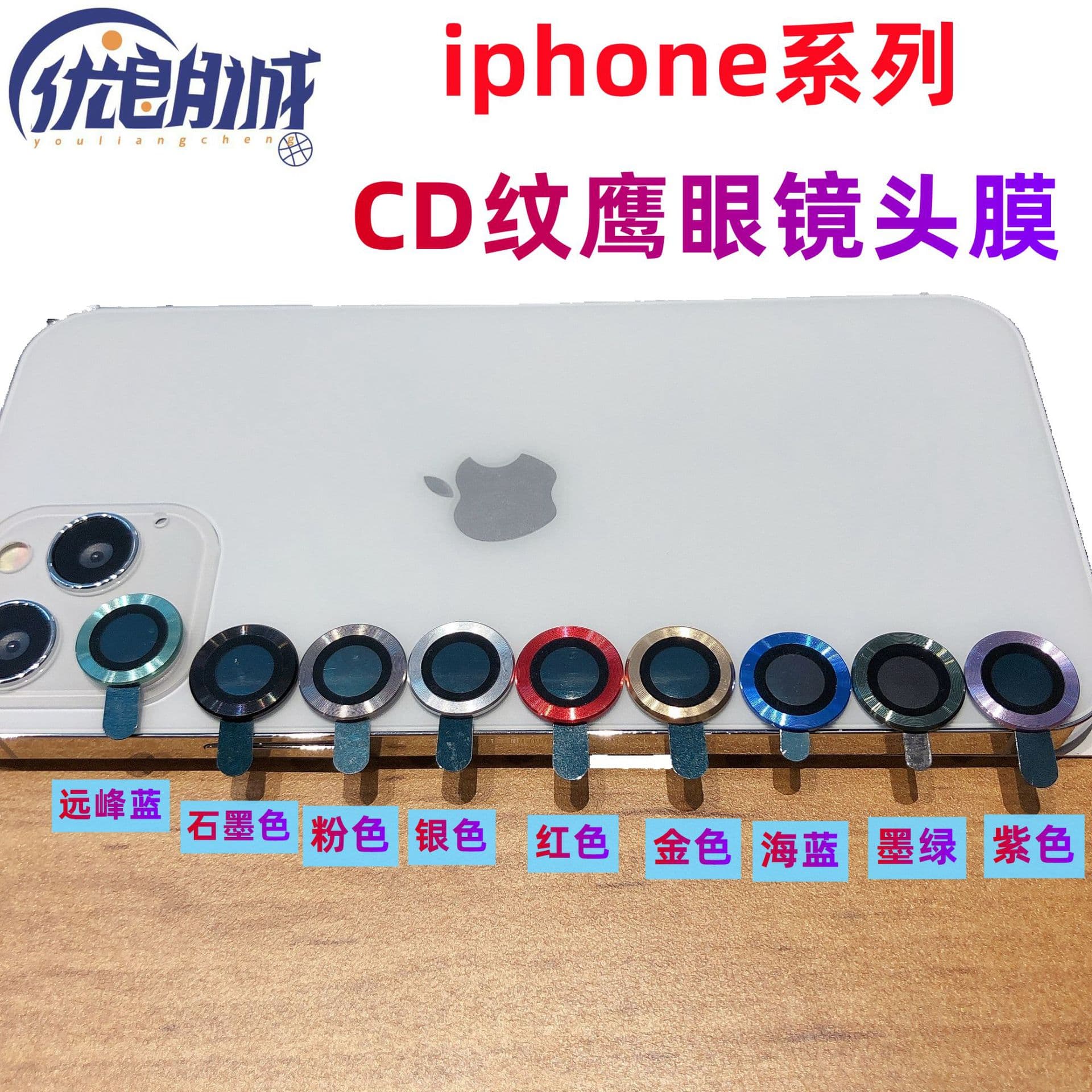 iPhone 14 Eagle Eye Lens Film CD Pattern Shiny Lens Film Apple 13 Pro Lens Metal Protective Film